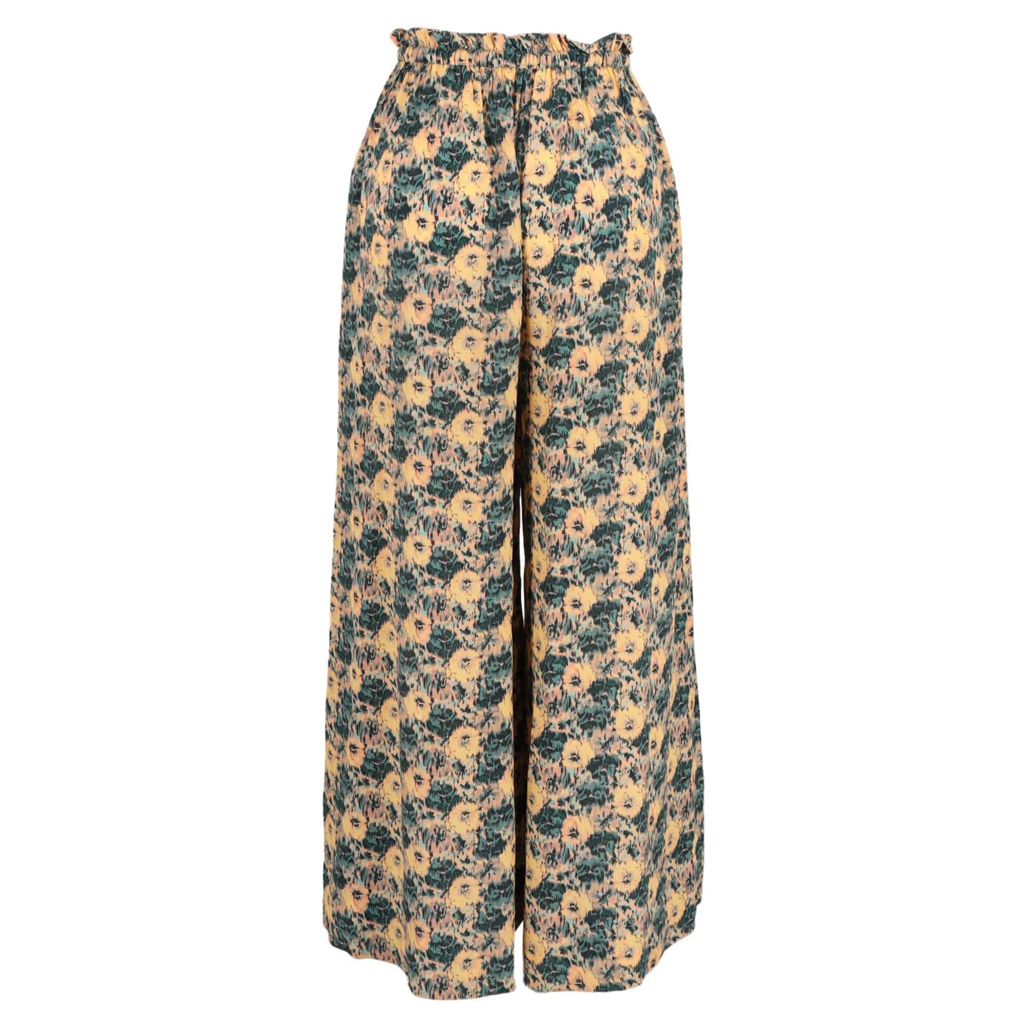 Ulla Johnson Sawyer Printed Pants in Yellow Silk