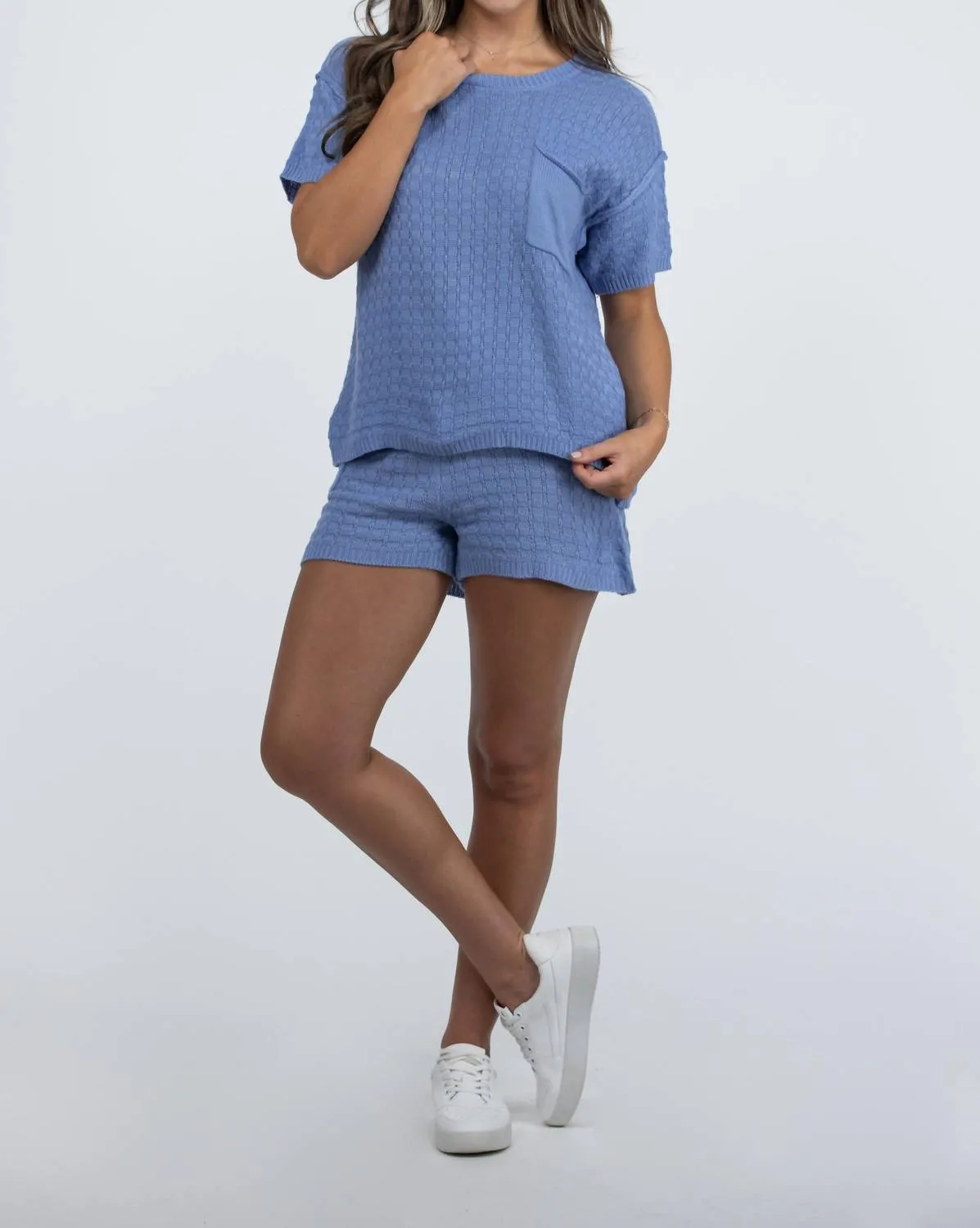Valley Dance Sweater Shorts And Top Set In Blue