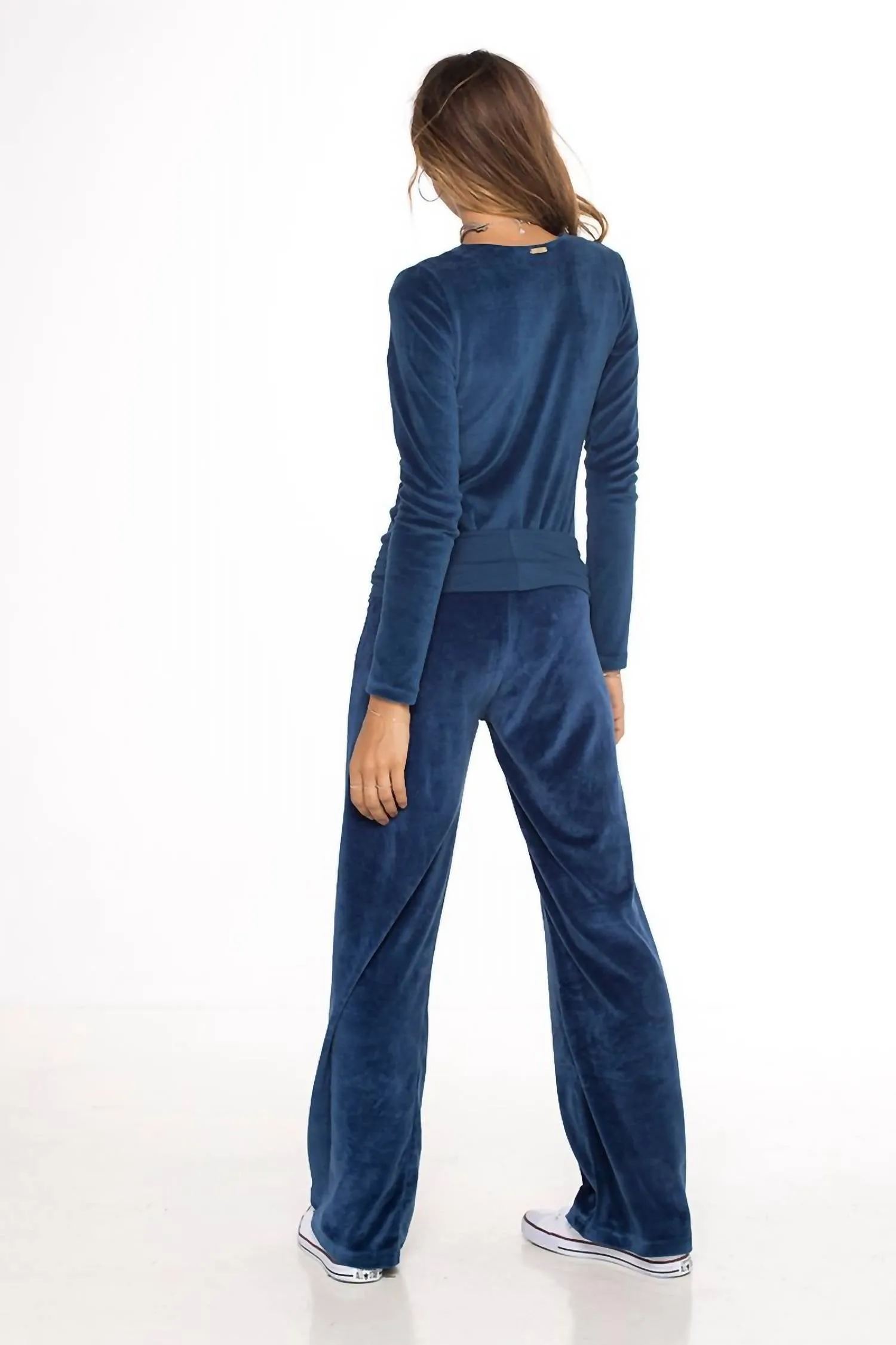 Velour Bodysuit In Indigo