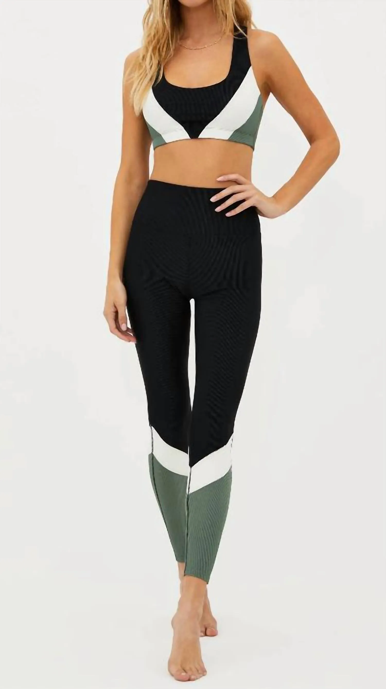 Vienna Legging In Black/ Sage/ Egret