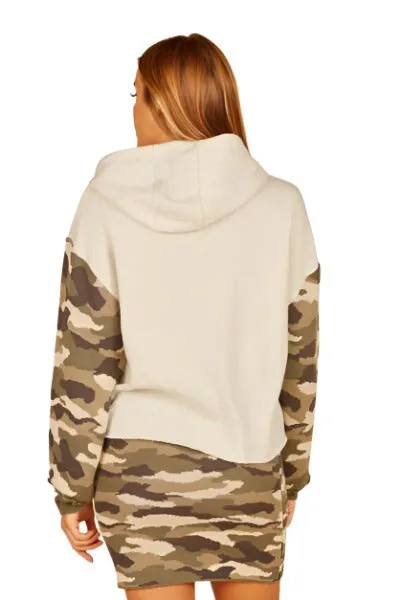 Vintage Havana Oat Camo Combo Boxy Crop Hoodie B8910