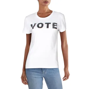 Vote Womens Ribbed Trim Graphic T-Shirt