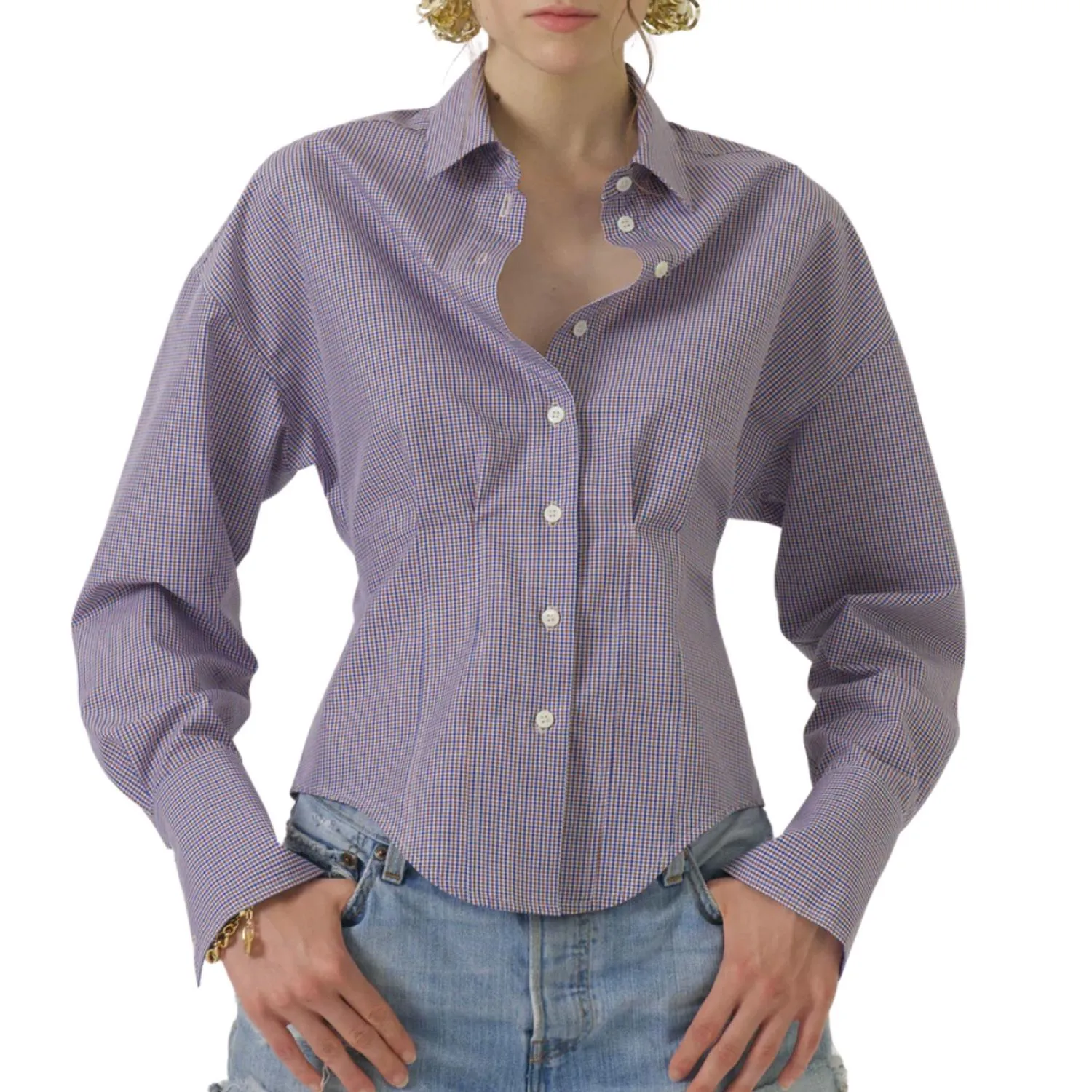 Waisted Shirt In Blue/rust