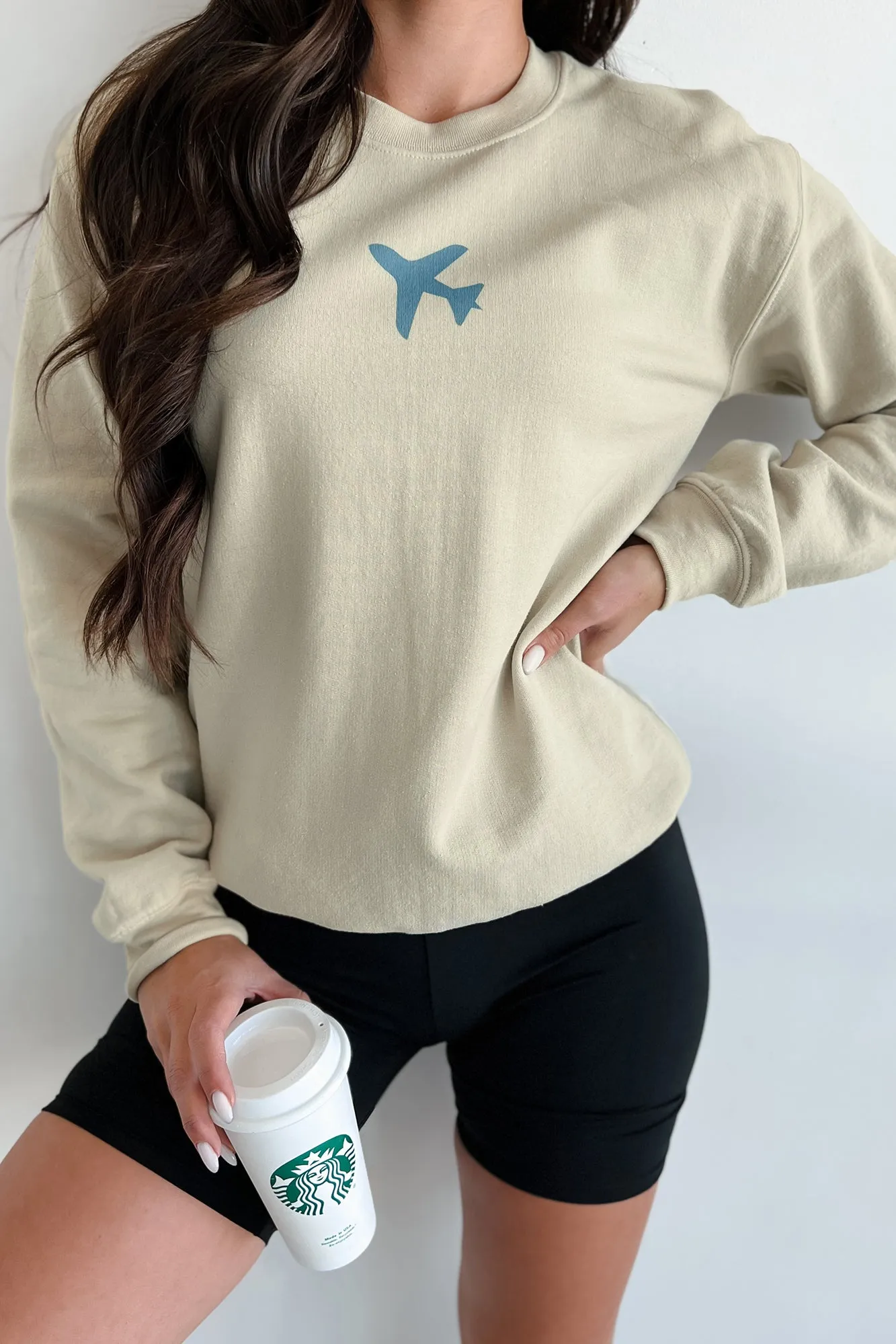 When You Land Double-Sided Graphic Sweatshirt (Taupe)