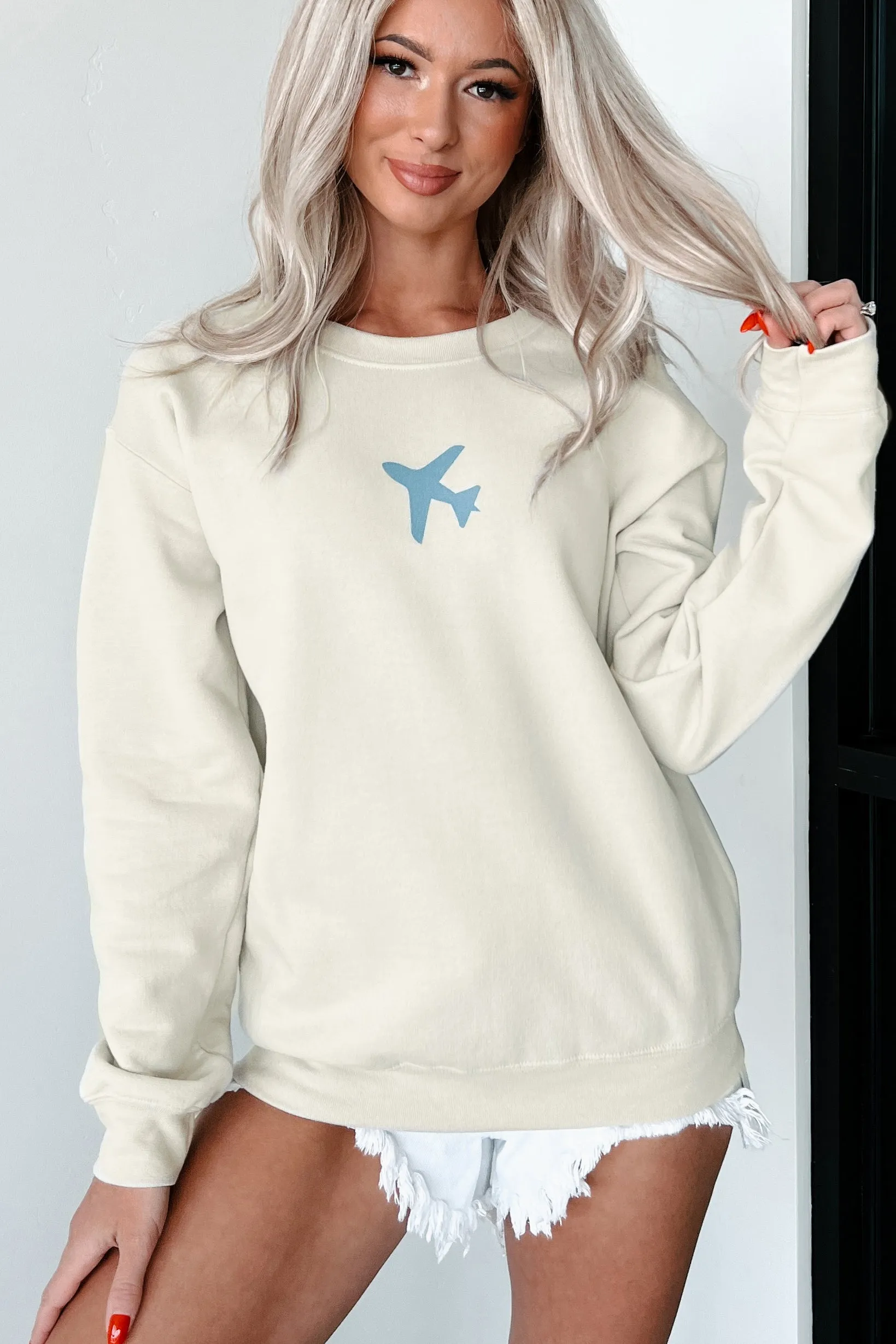 When You Land Double-Sided Graphic Sweatshirt (Taupe)