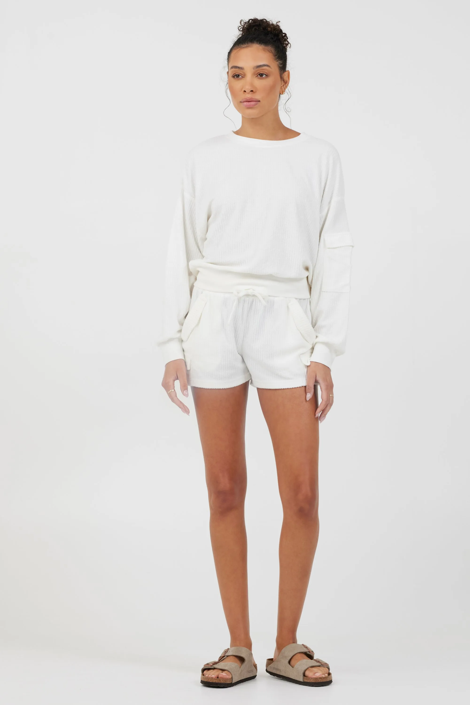 White Cord Terry Crewneck