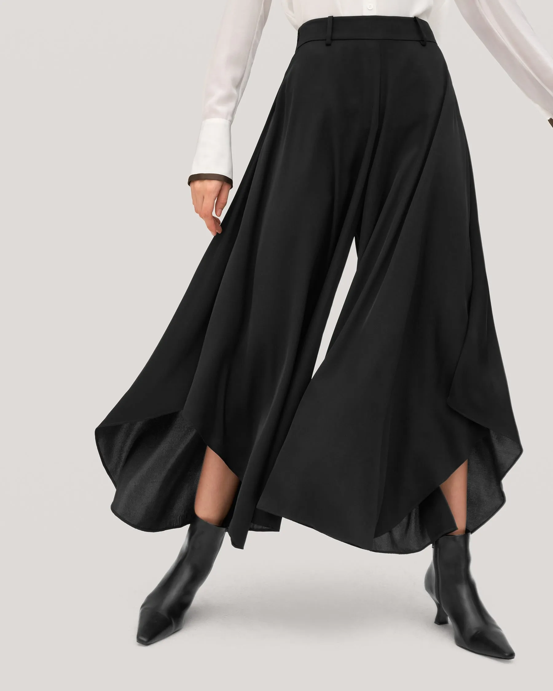 Wide-Legged Silk Fig Pants