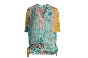 Women Ravenne Paisley V-Neck Tie Sides Pull On Top Blouse In Multicolor