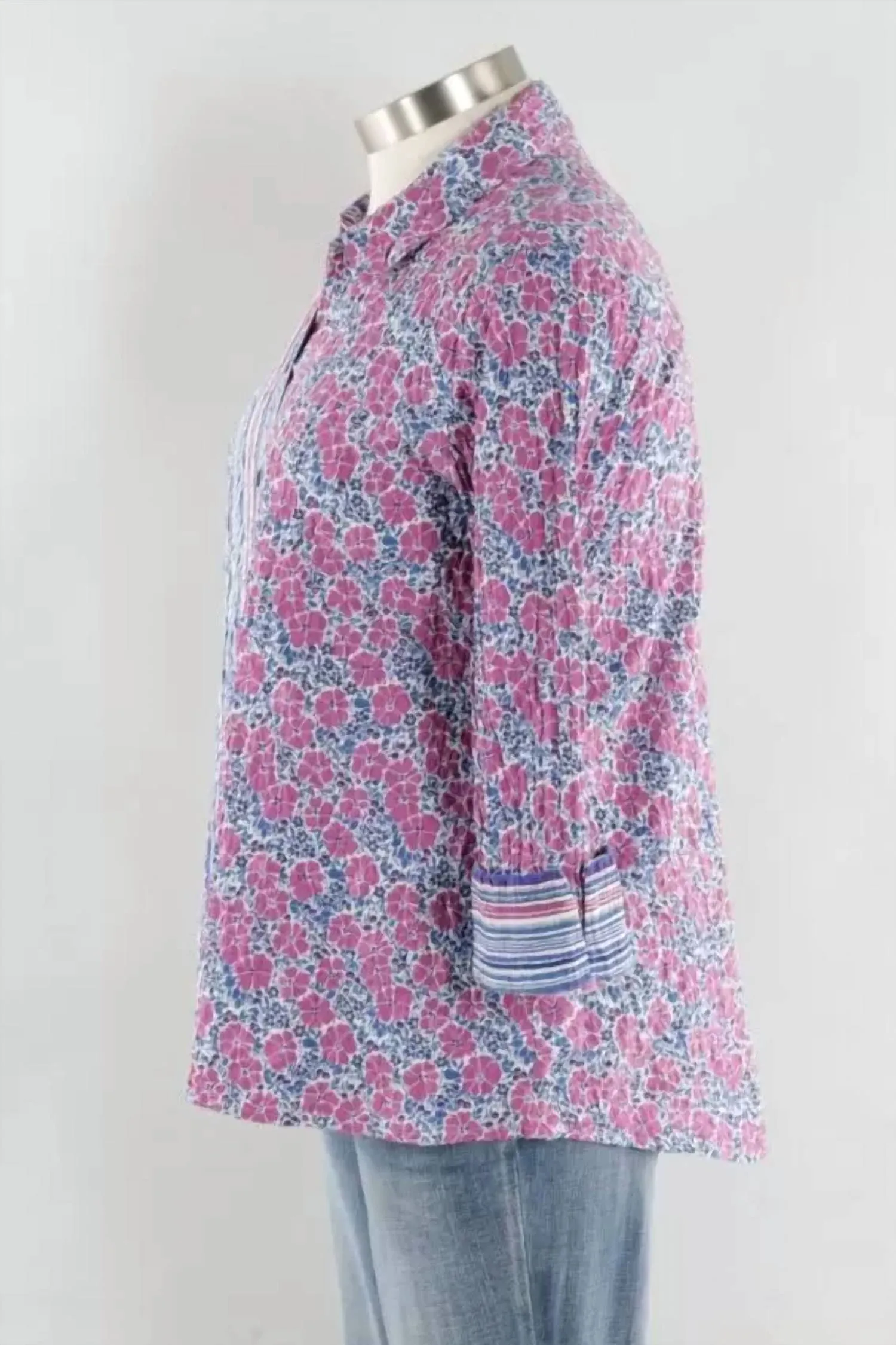 Women's 3/4 Sleeves Button Down Shirt In Mulberry