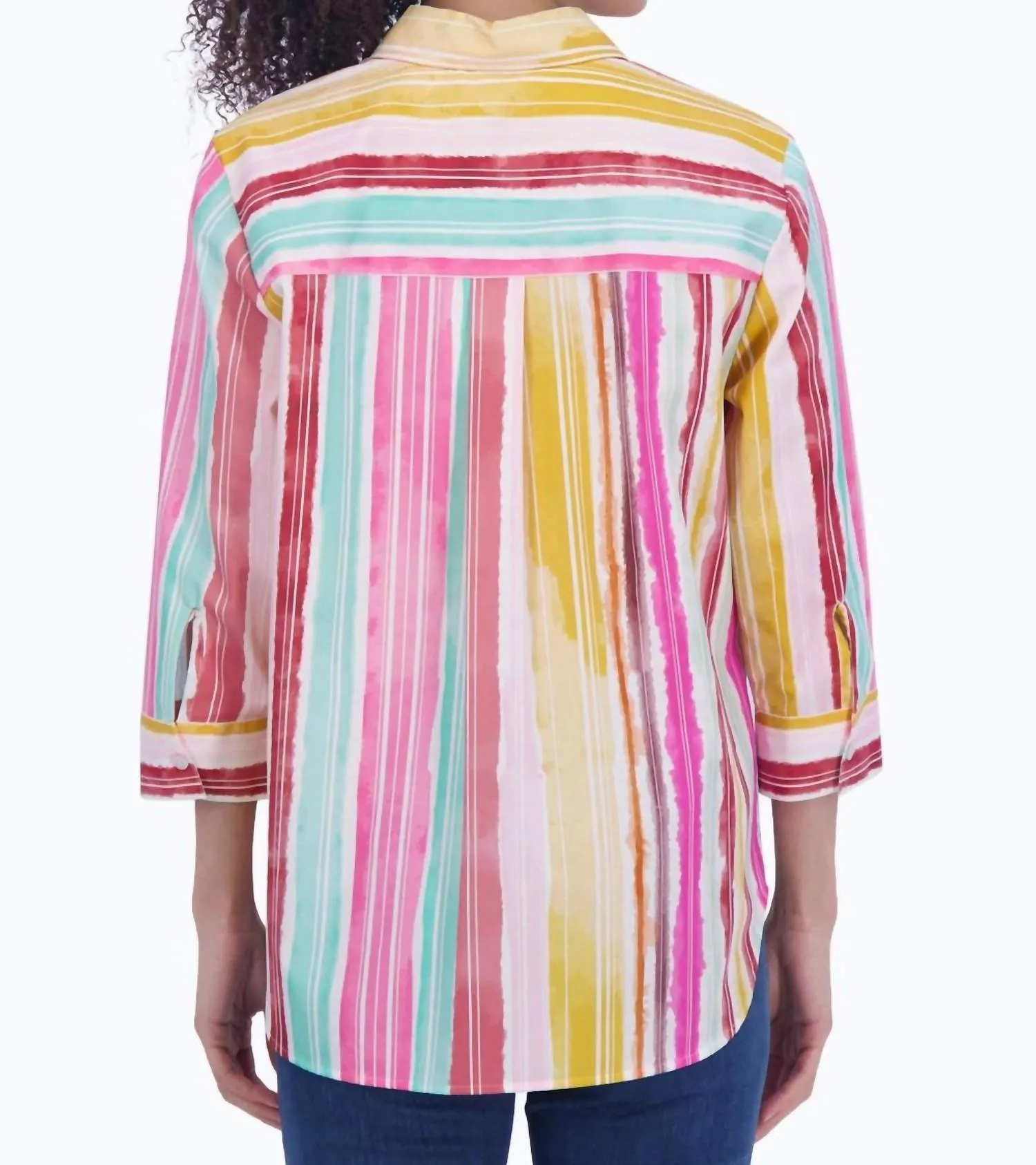 Women's Boyfriend Shirt In Watercolor Stripes