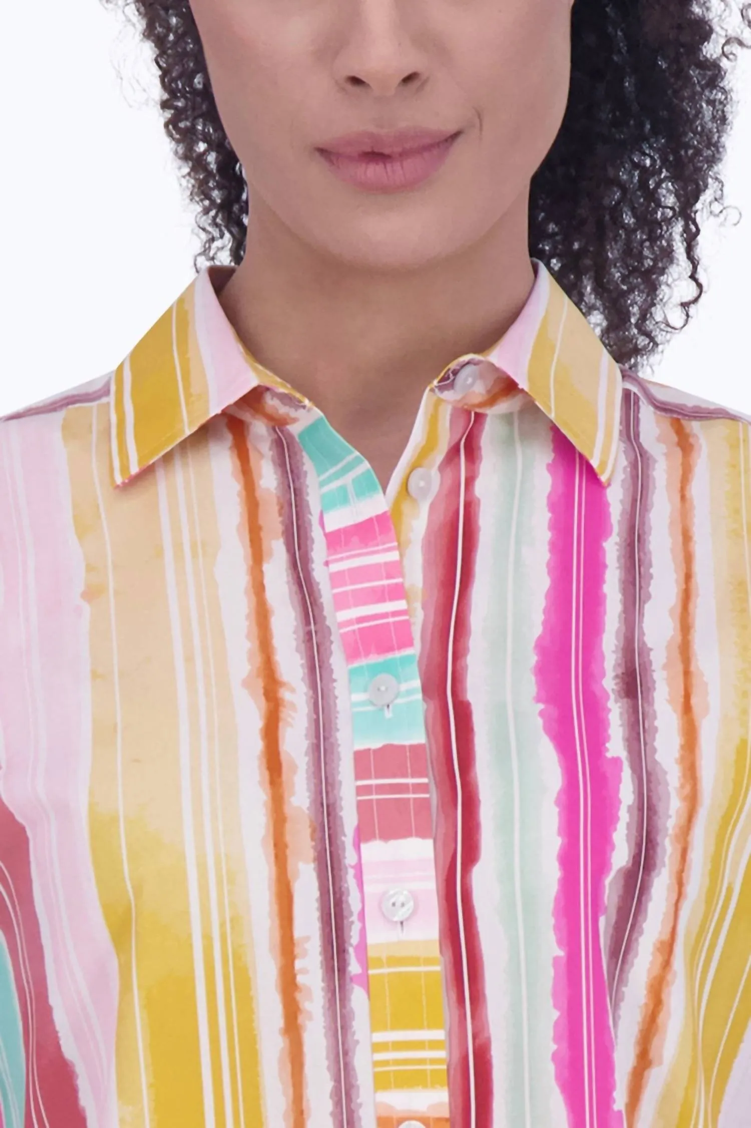 Women's Boyfriend Shirt In Watercolor Stripes