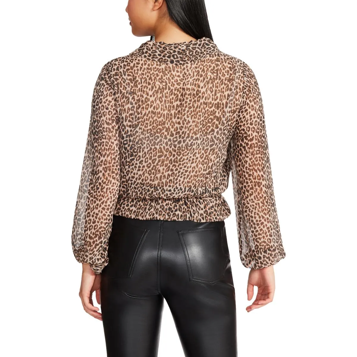 Womens Cascade Ruffle Dressy Blouse