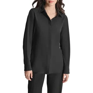 Womens Collar Polyester Button-Down Top