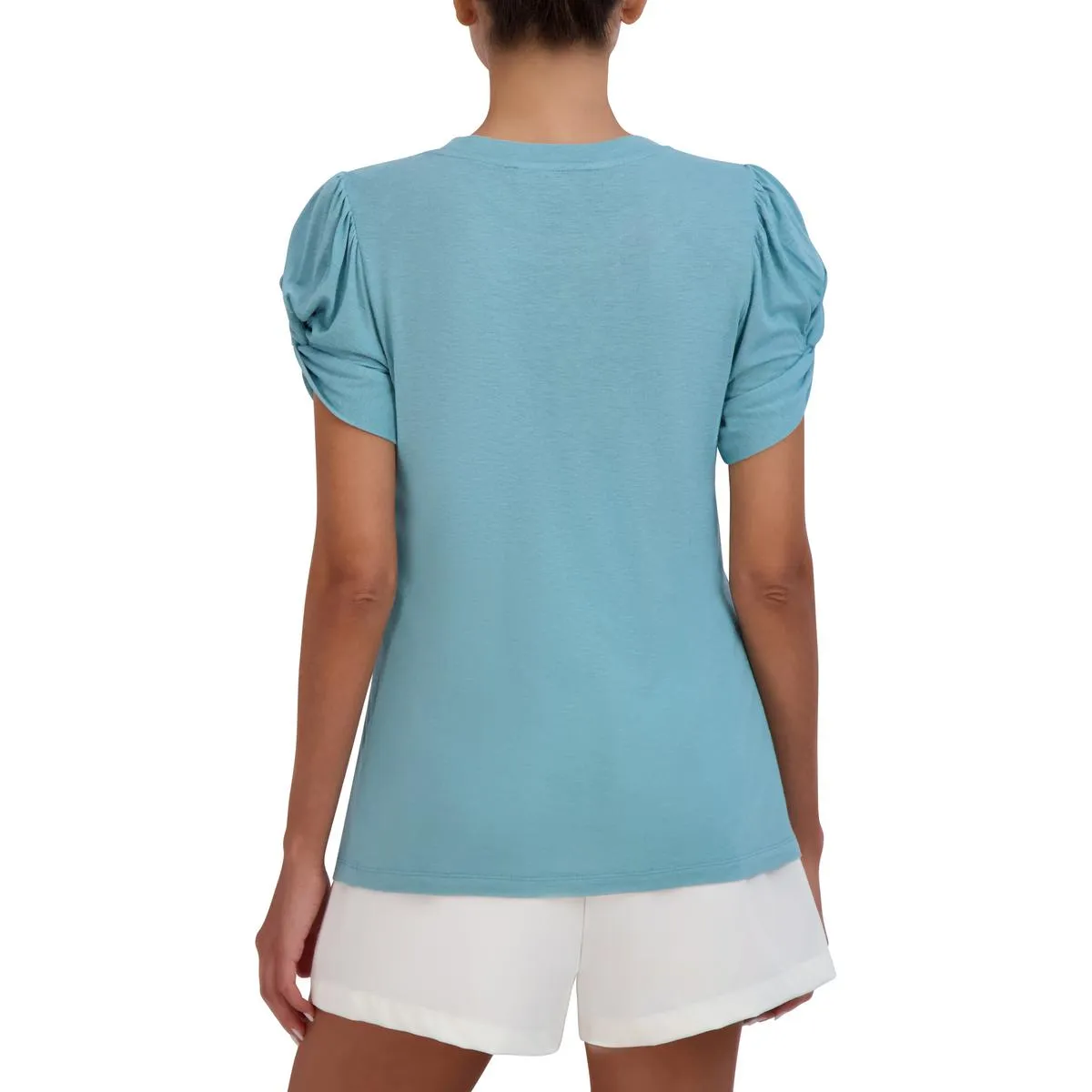 Womens Crewneck Twist Sleeve Pullover Top