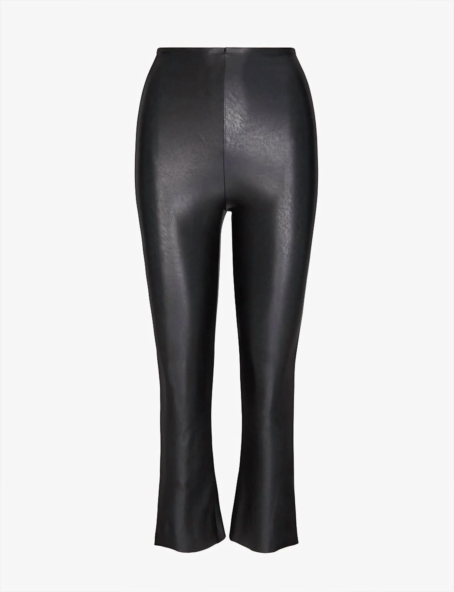 Women's Faux Leather Crop Flare Leggings In Black