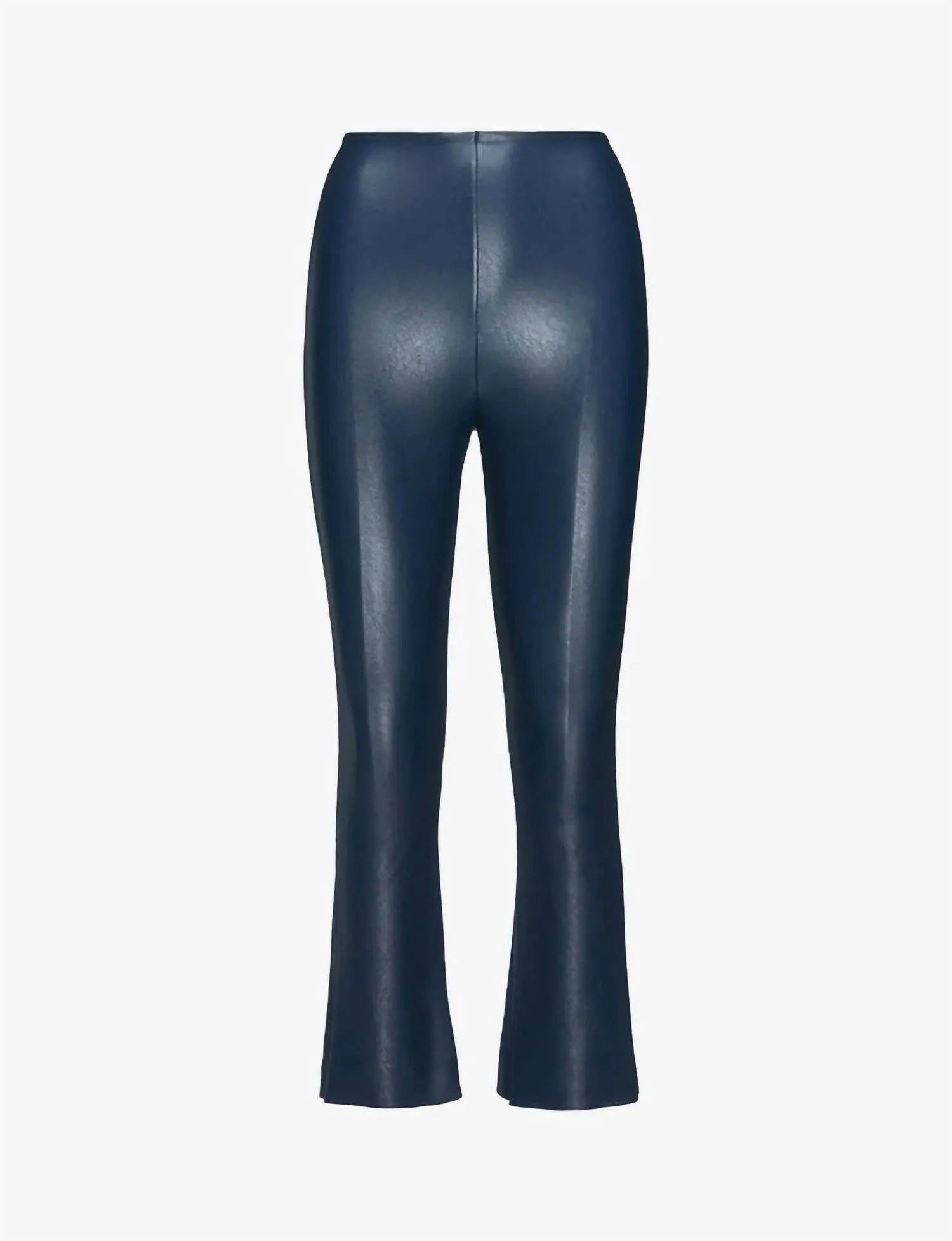Women's Faux Leather Crop Flare Leggings In Navy