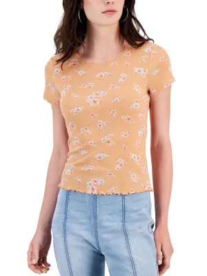 Women's Floral Printed T-Shirt,Peach