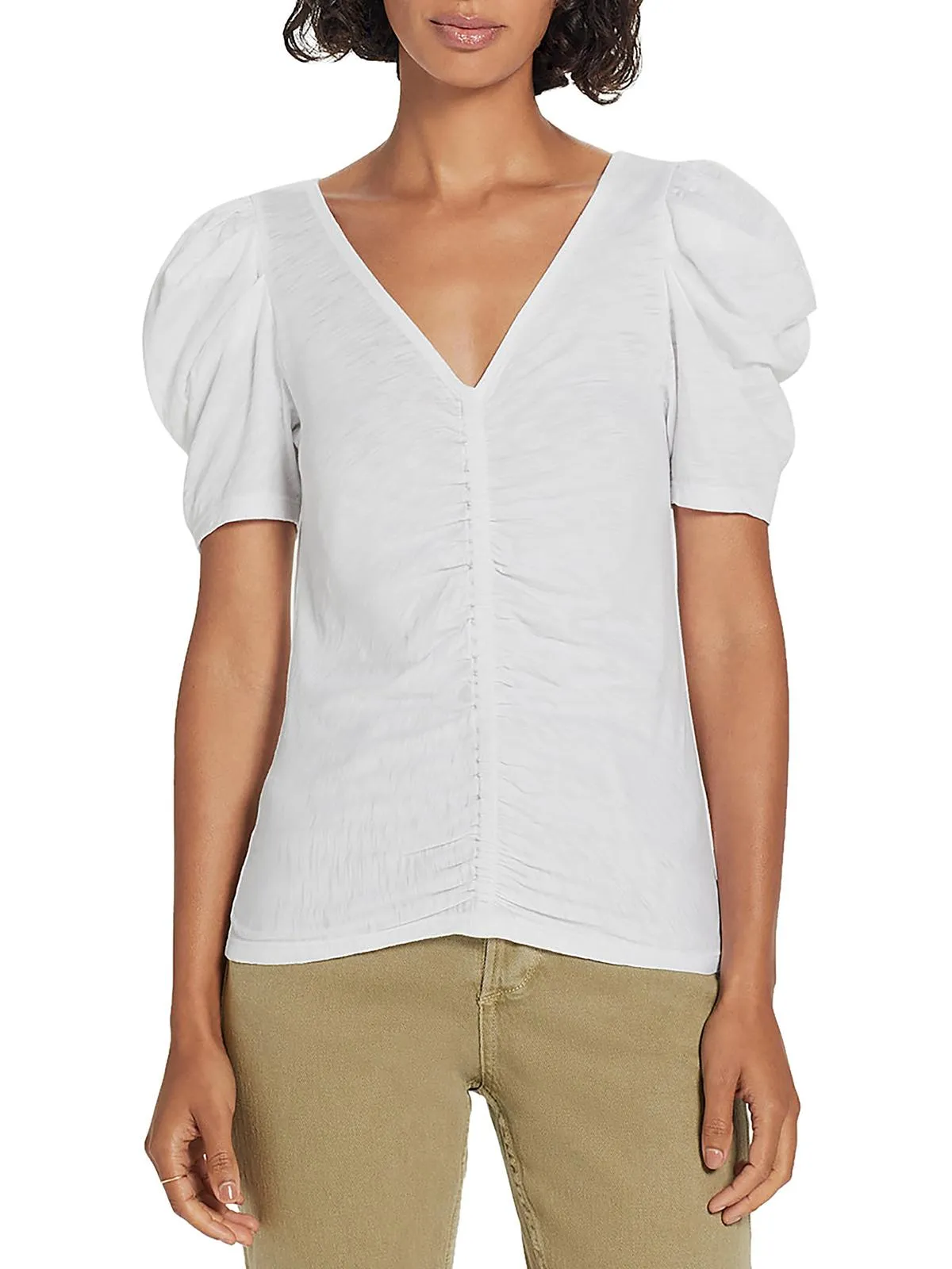 Womens Gathered Cotton T-Shirt