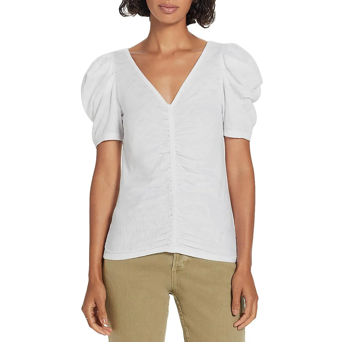 Womens Gathered Cotton T-Shirt