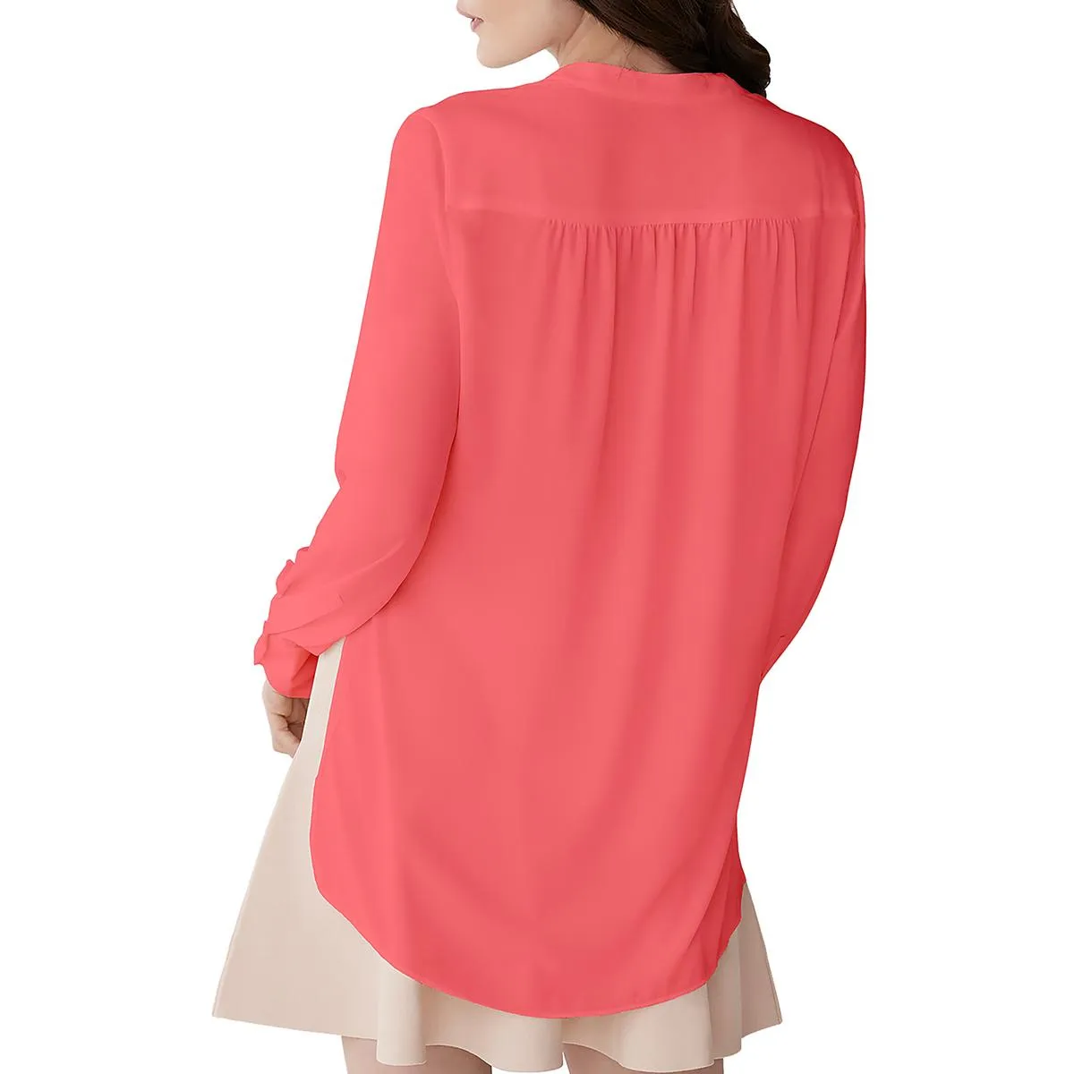 Womens Hi-Low Surplice Blouse