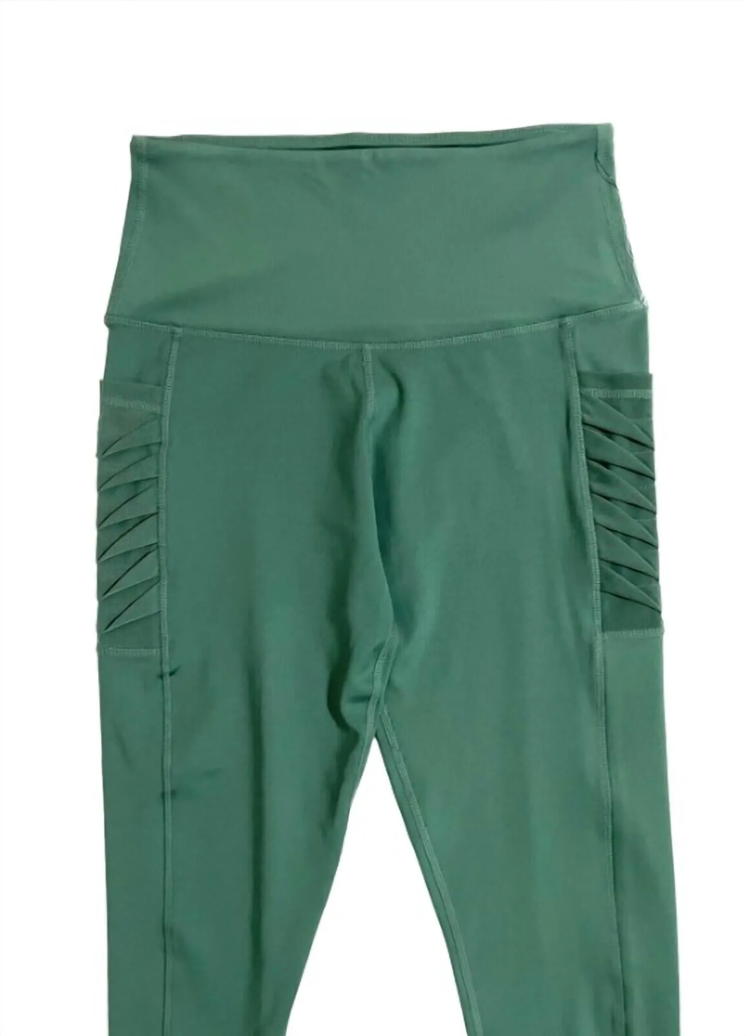 Women's High Rise Moto Side Pockets Capri Leggings In Green