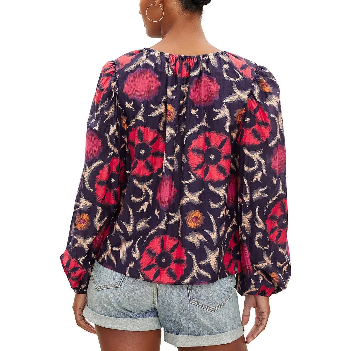 Womens Keyhole Long Sleeve Blouse