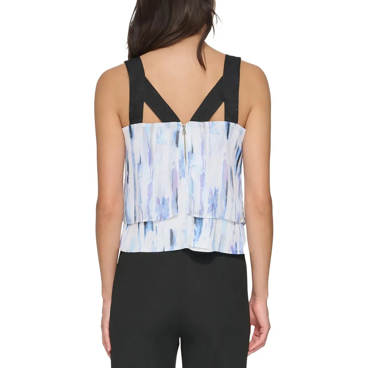 Womens Metallic Double Layer Tank Top
