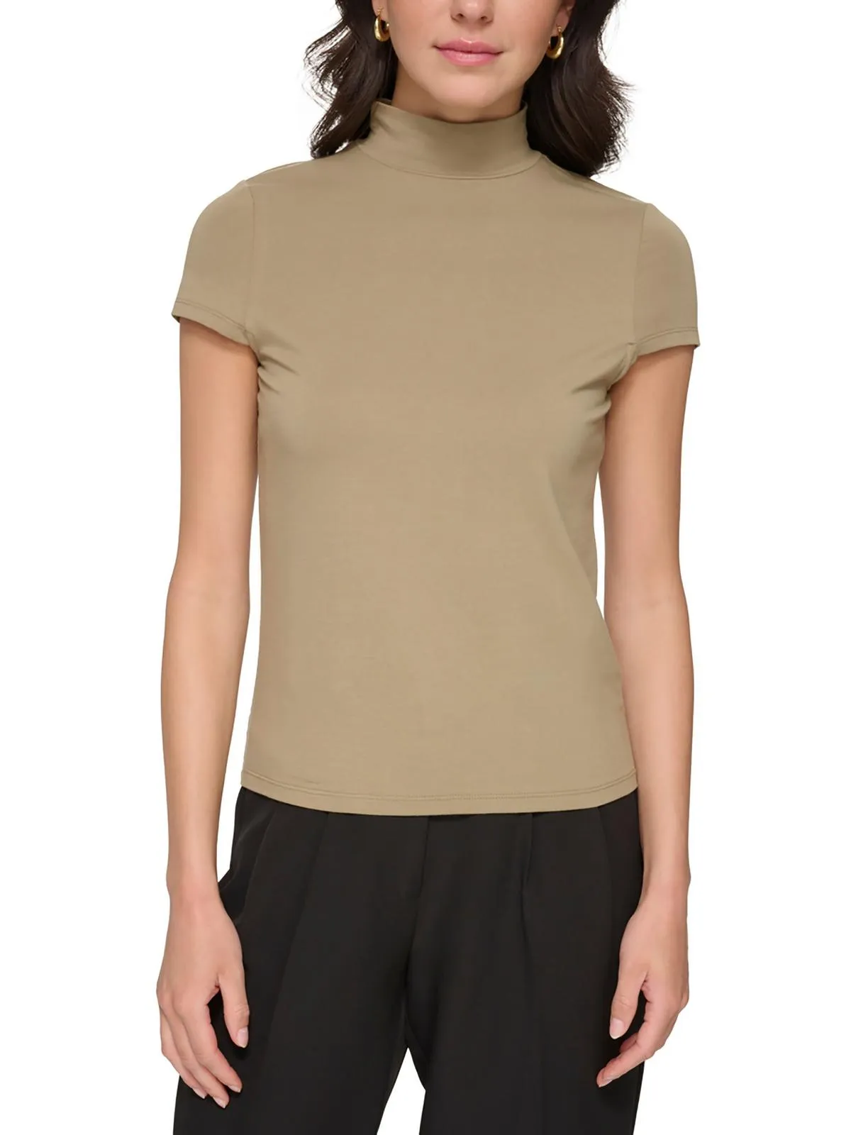 Womens Modal Blend Mock Neck T-Shirt