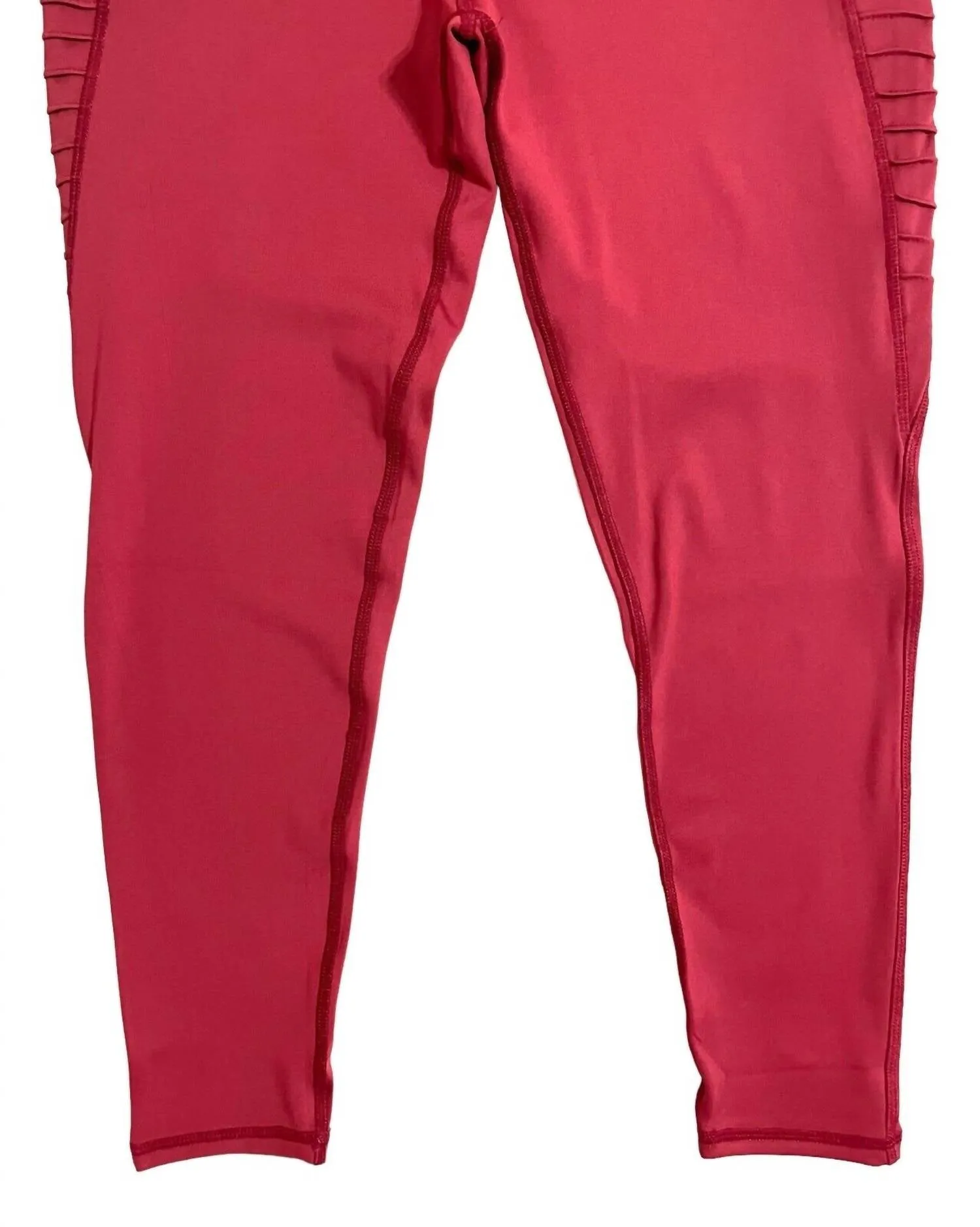 Women's Moto Side Pockets High Rise Capri Leggings In Red