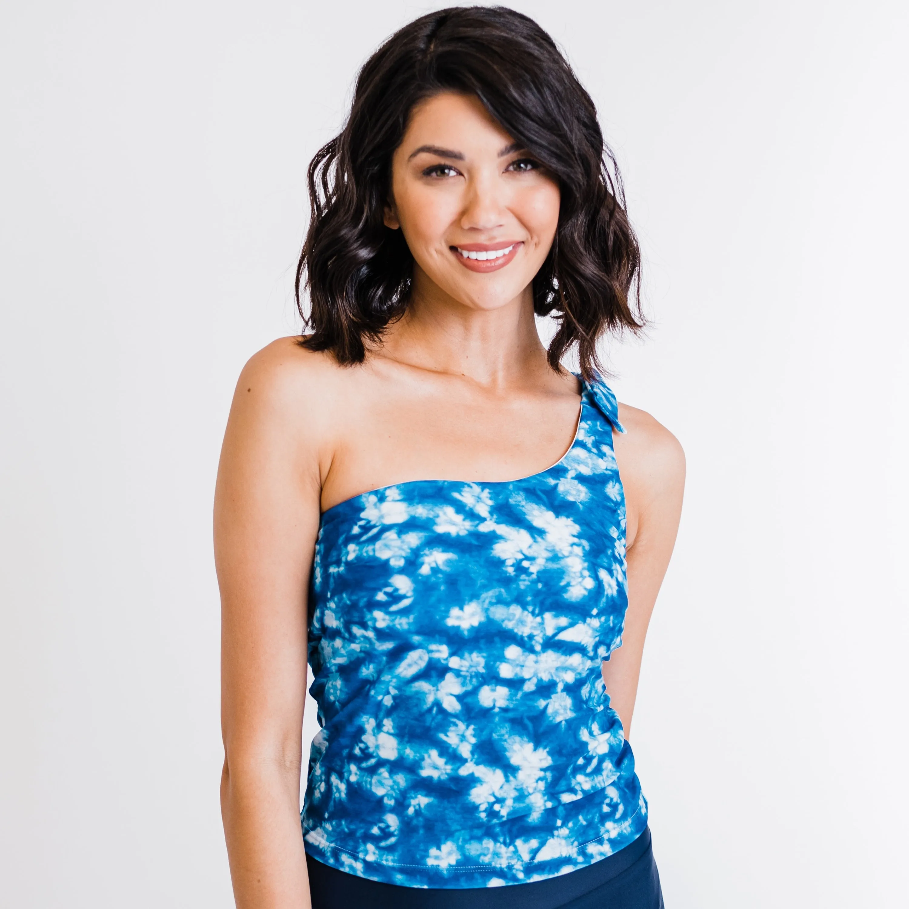 Women's One Shoulder Layla Crop Swim Top With Built In Bra