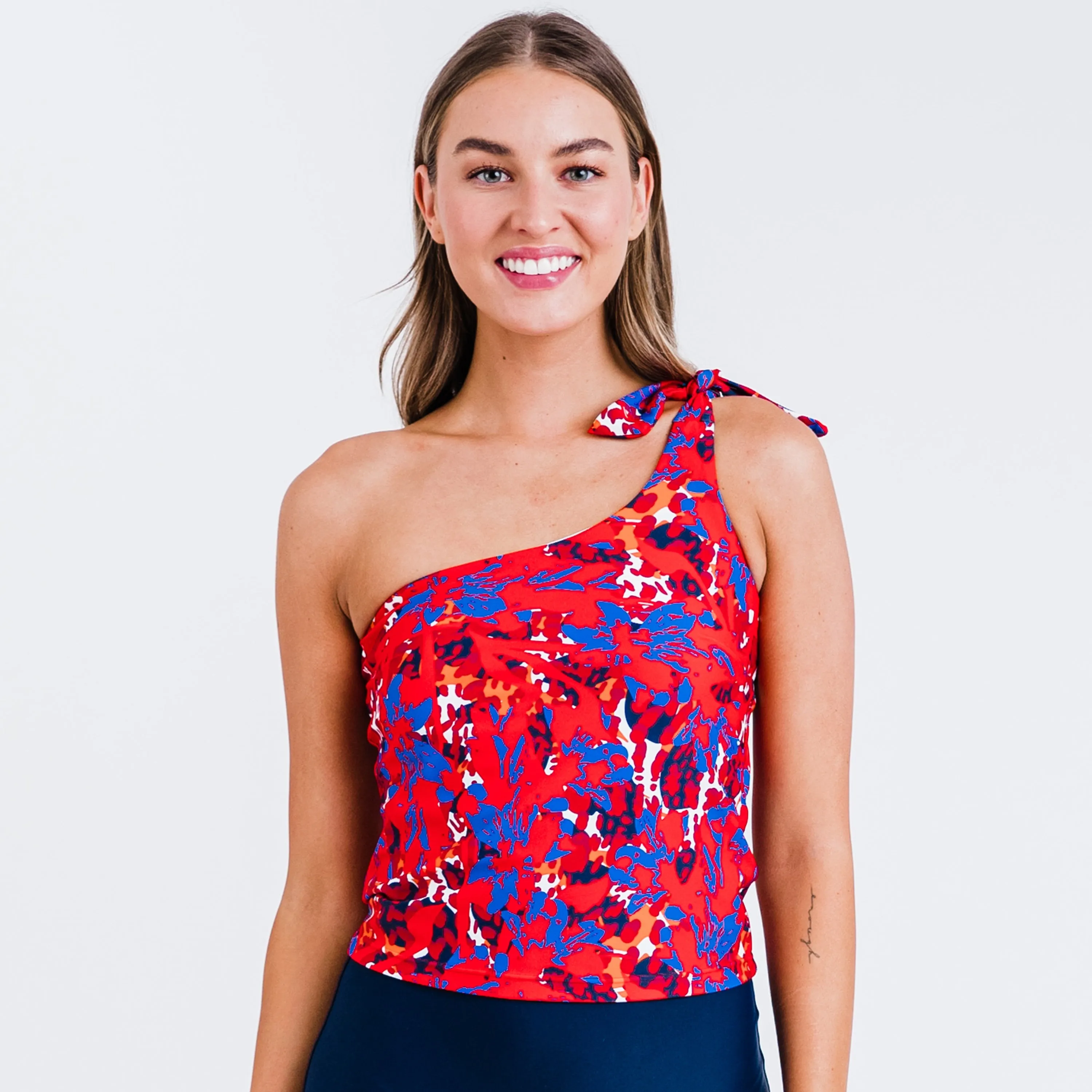 Women's One Shoulder Layla Crop Swim Top With Built In Bra