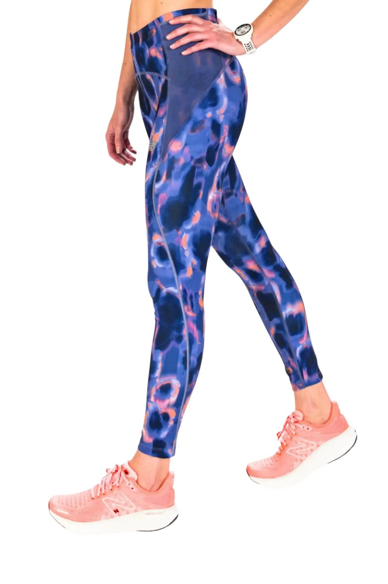 Women's Printed Mid Rise Impact Run Tight In Blue