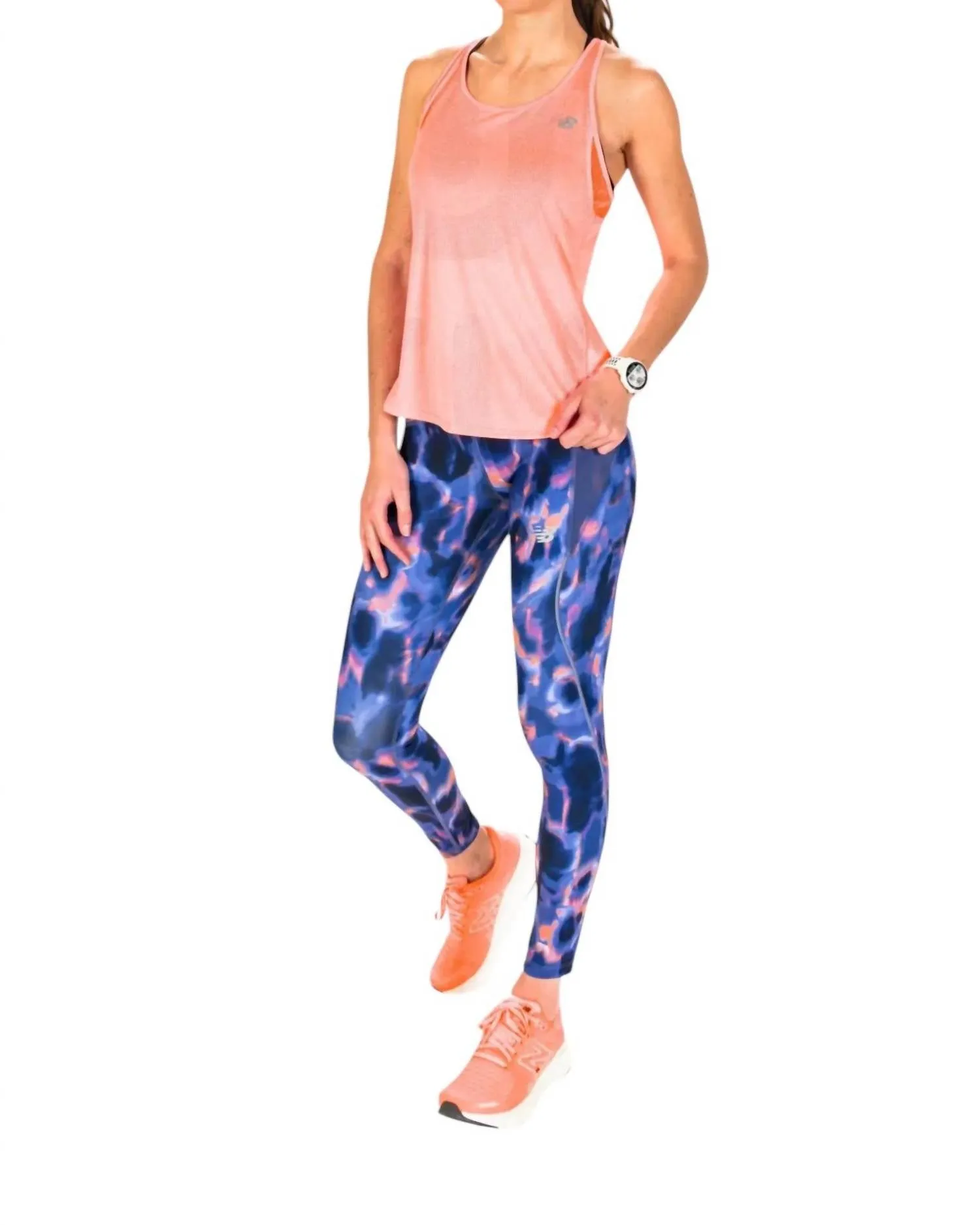 Women's Printed Mid Rise Impact Run Tight In Blue