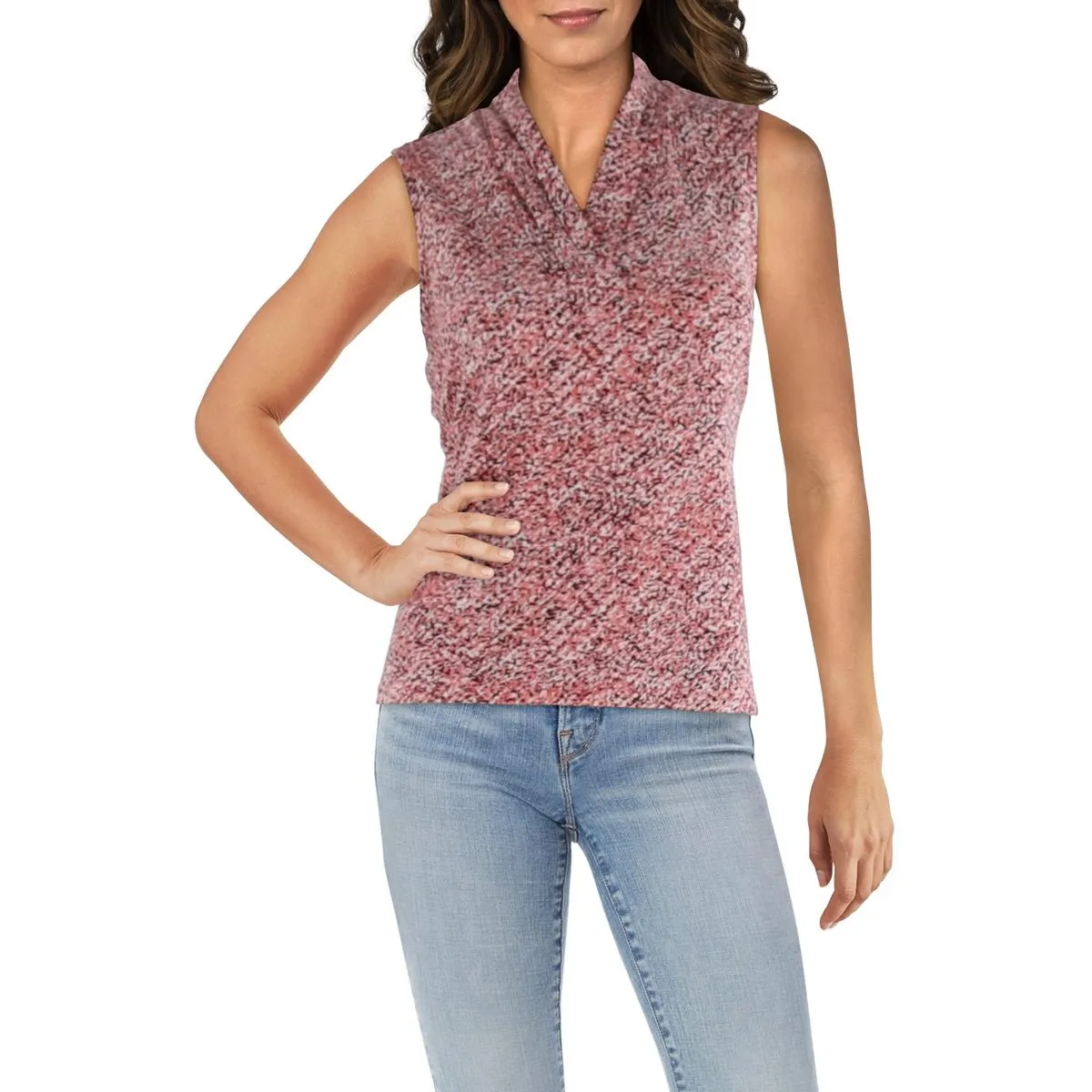 Womens Printed V-Neck Shell