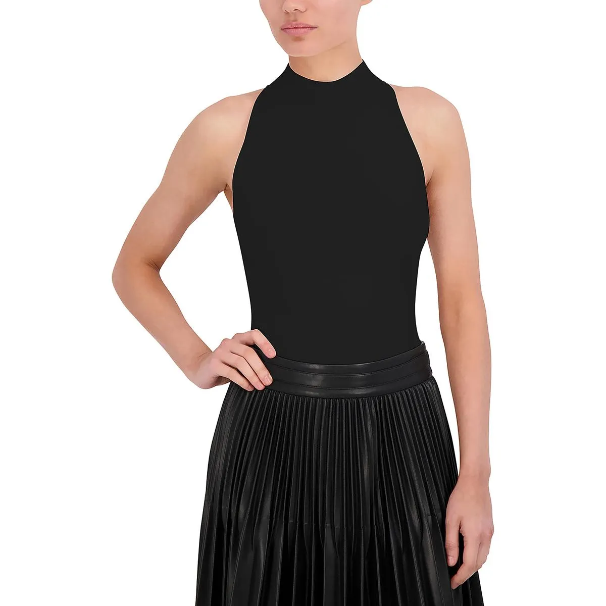 Womens Ribbed Halter Bodysuit
