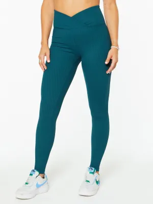 Women's Ribbed Veronica Legging In Teal