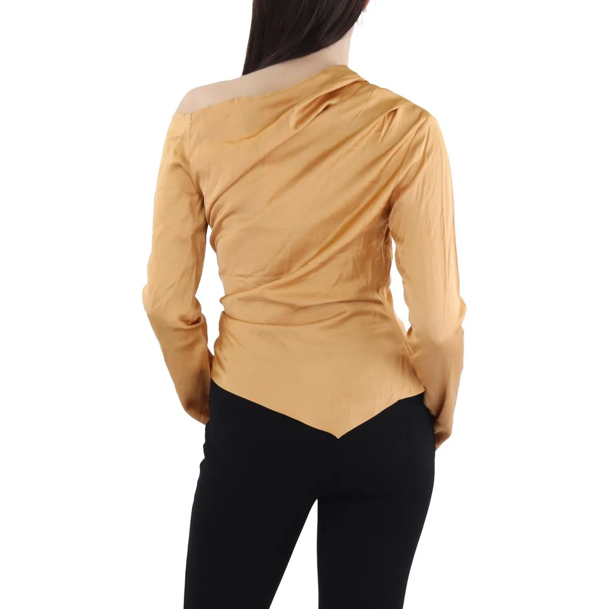 Womens Ruched Manmade Blouse