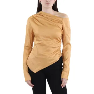 Womens Ruched Manmade Blouse