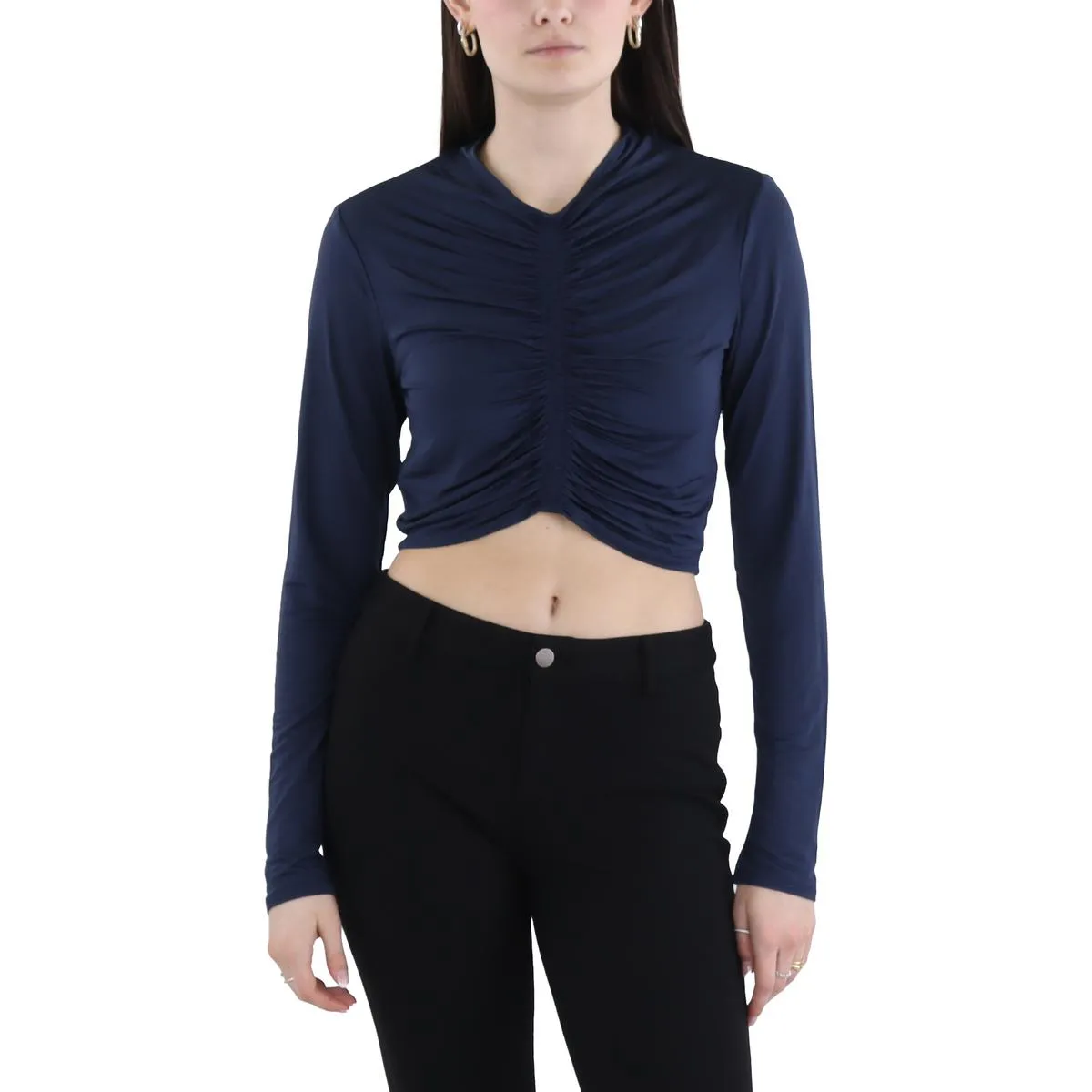 Womens Ruched Manmade Cropped