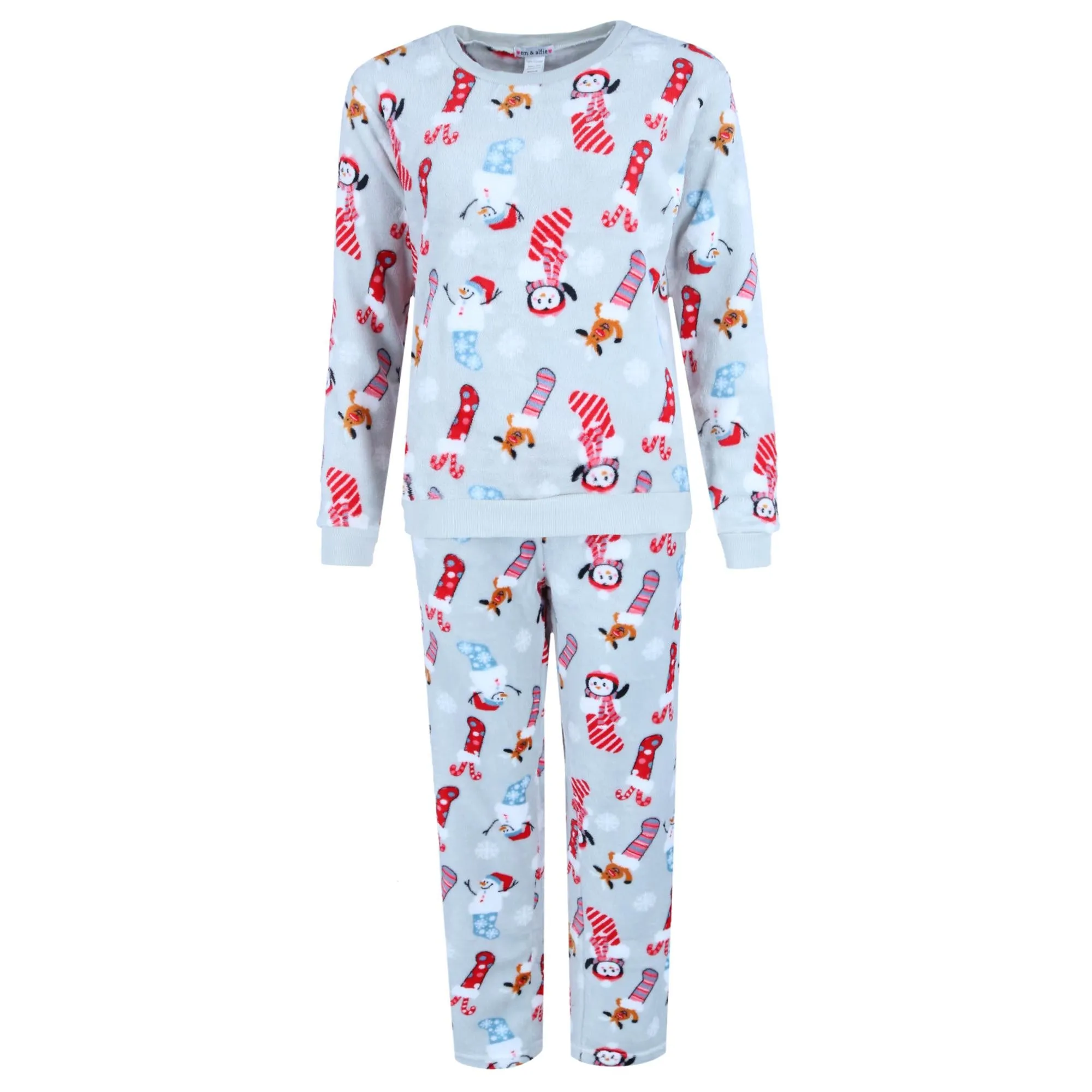 Women's Snowman Print Plush PJ Set
