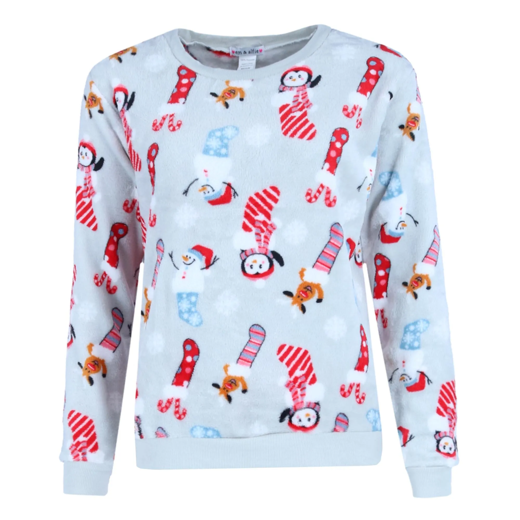 Women's Snowman Print Plush PJ Set