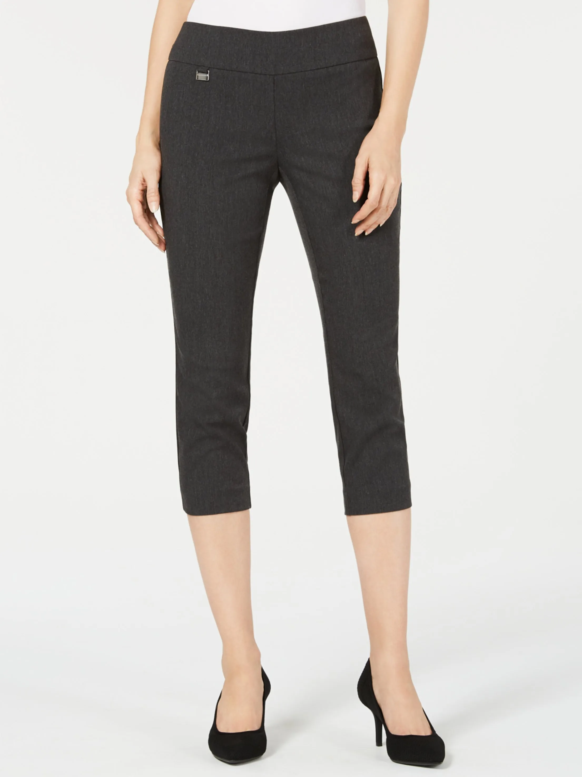 Women's Textured Capri Pants,Dark Grey