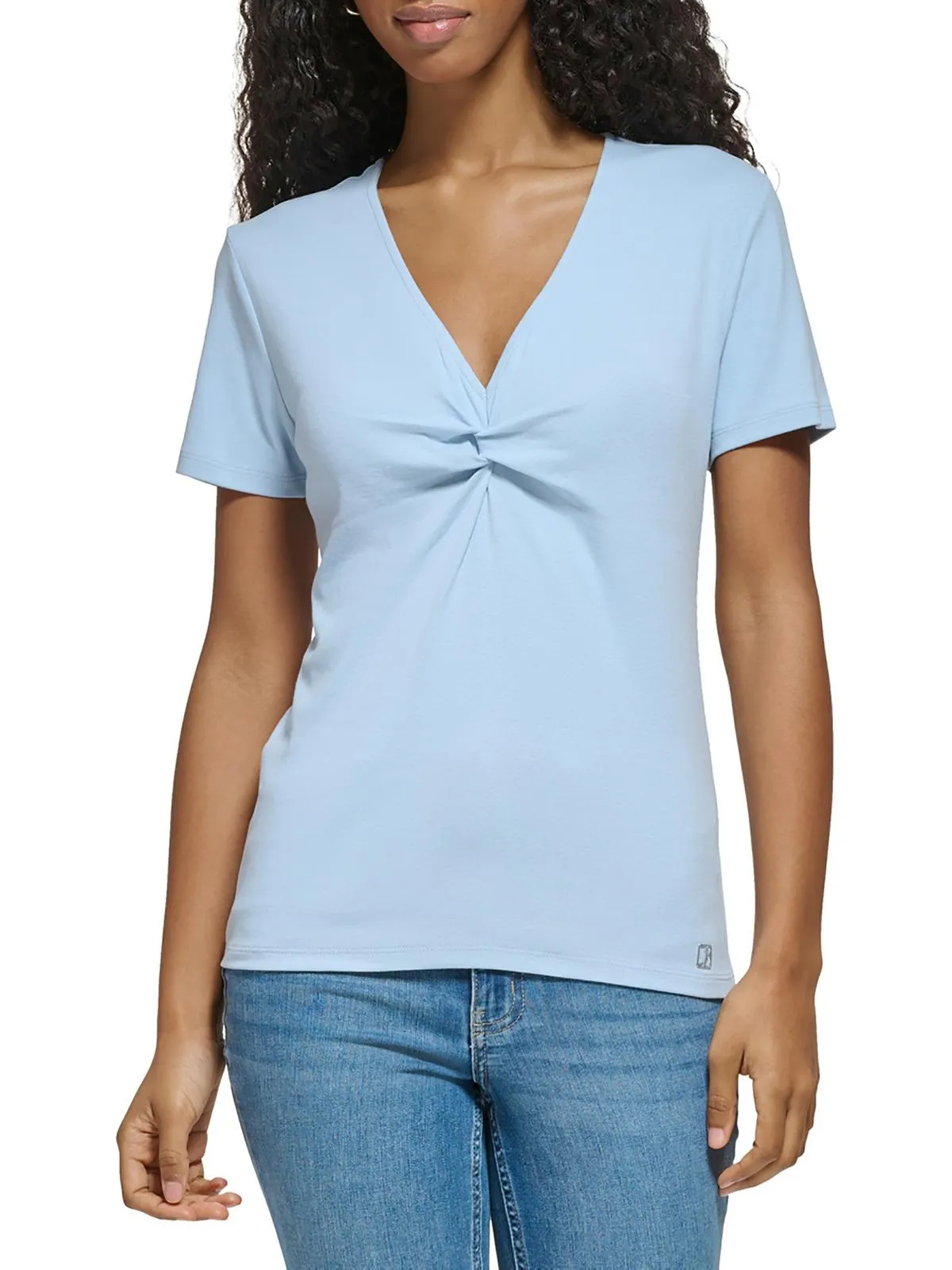 Womens Twisted V-Neck Pullover Top