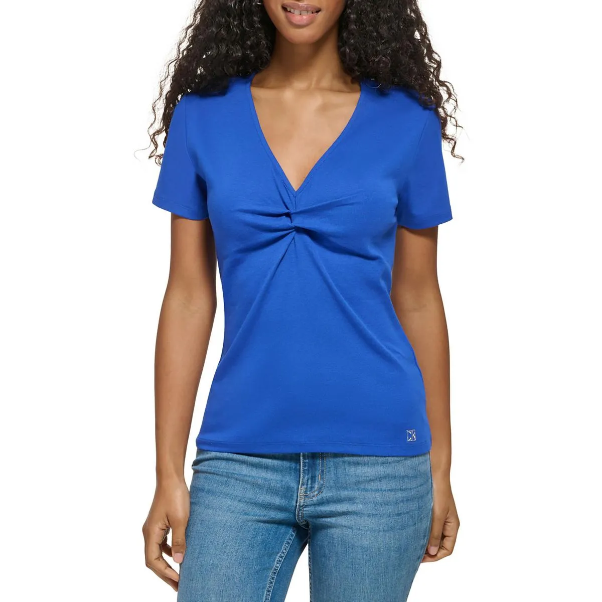 Womens Twisted V-Neck Pullover Top