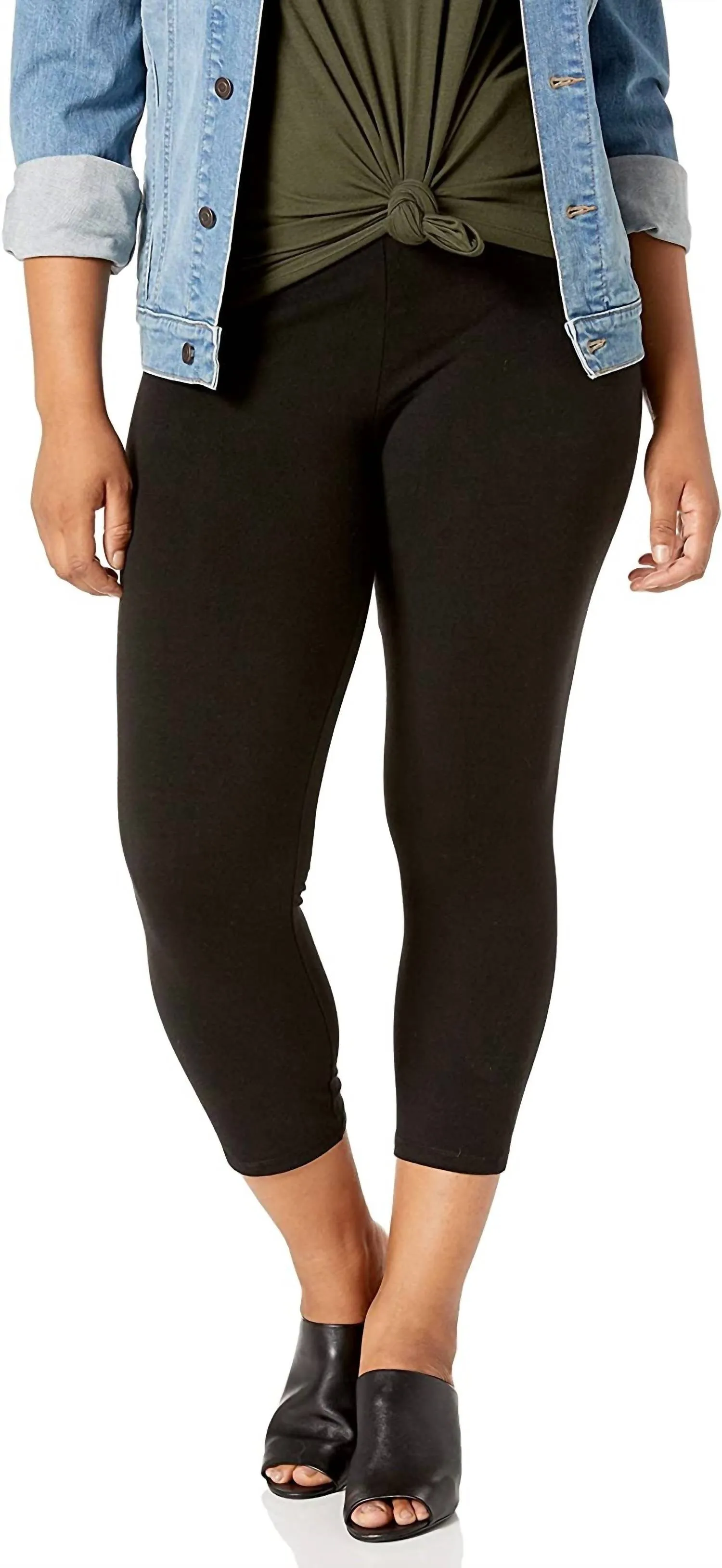 Women's Ultra Capri Leggings With Wide Waistband In Black