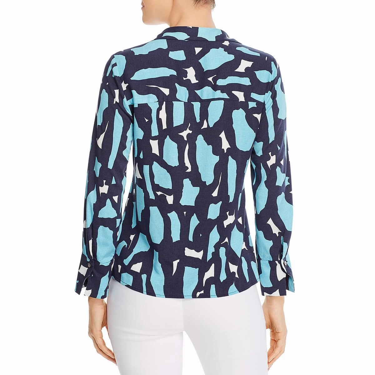 Womens Giraffe Print Twist Front Button-Down Top