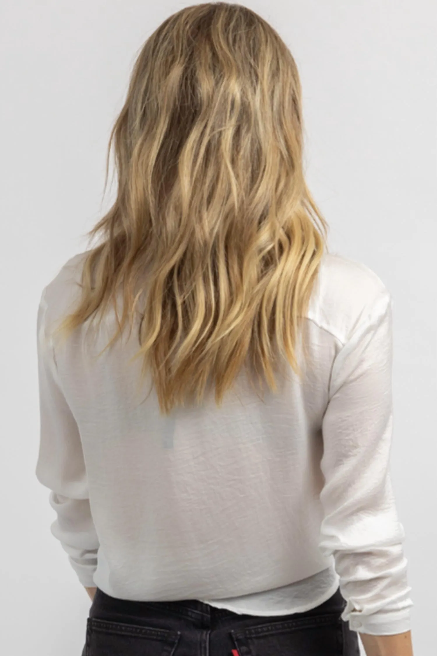 Woven Silky Button Down In White