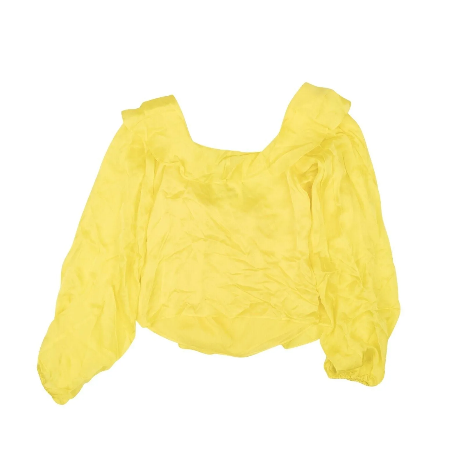 Yellow Silk Cascade Wrap Top Blouse
