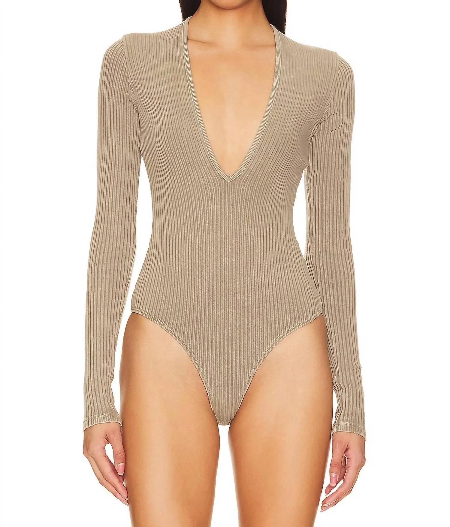 Zena Ribbed Bodysuit In Trail